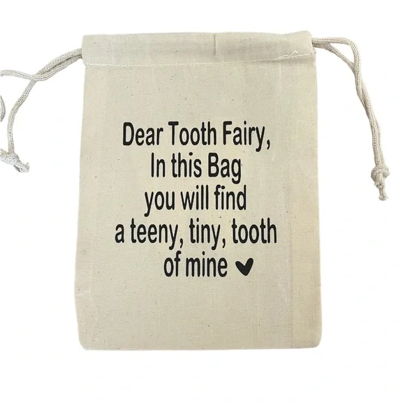 🦷🧚🏻♀️Custom Personalized Tooth Fairy Bag Pouch Keepsake Sack w/ Tooth Holder - Picture 2 of 3